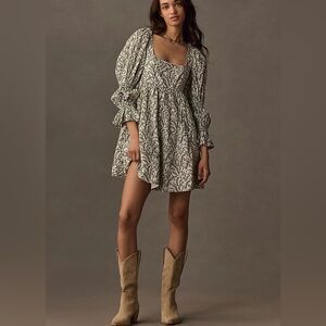Anthropologie PILCRO LONG-SLEEVE BABYDOLL MINI DRESS | SMALL - LIKE NEW